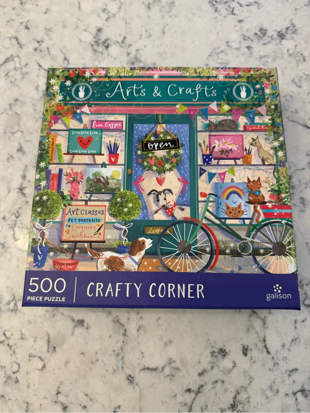 Galison Crafty Corner 500-Piece Puzzle - Colorful Arts & Crafts Shop Brand New!